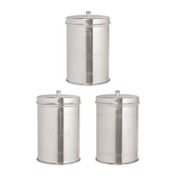 Côté Table - Set di 3 barattoli "Thé, Zucchero e Caffè" in Accio 11 x h15cm