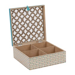 Cotè Table - Tea Bag Box 4 Compartment Suro Orange 20X20H7 Mdf
