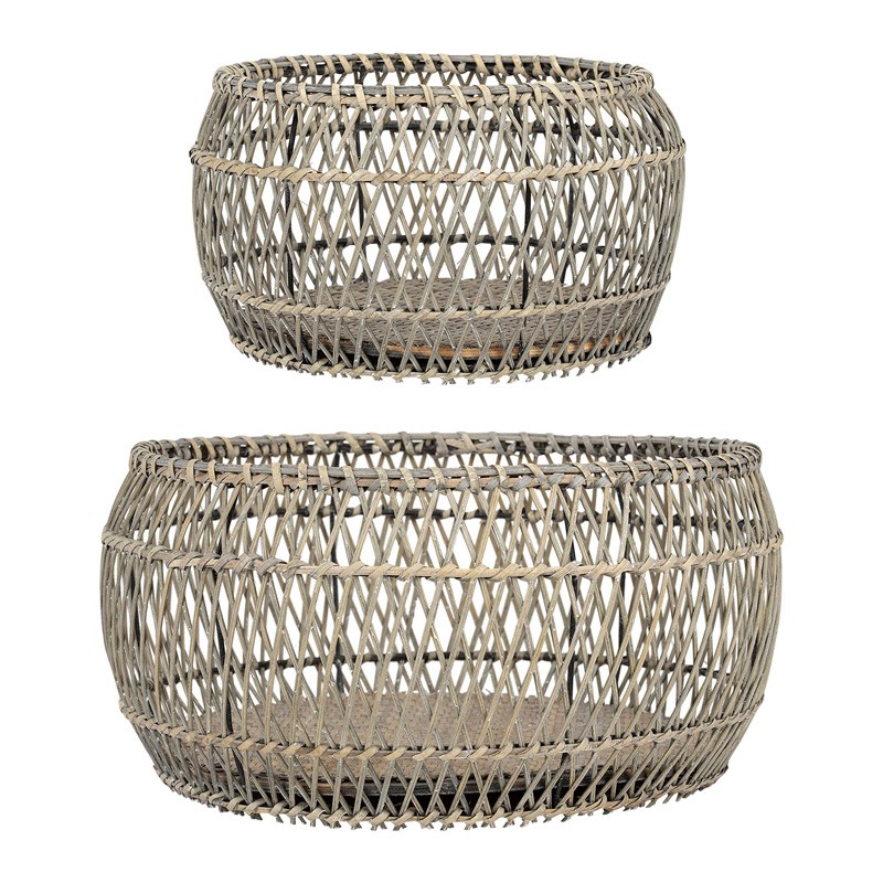 Cotè Table -Set cesti  Basket X2 Eluminea Nt 34h18+26h16 Bamboo+Plywood