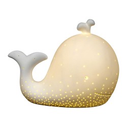 Cotè Table - Lampada Whale Led Baleine White 12X22Xh16 cm Porcelain, alimentazione batteria