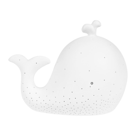 Cotè Table - Lampada Whale Led Baleine White 12X22Xh16 cm Porcelain, alimentazione batteria