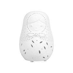 Cotè Table - Lampada Led Matriochka White 9.5Xh13.5 cm Porcelain, alim. batteria