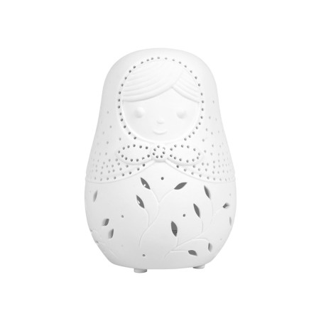 Cotè Table - Lampada Led Matriochka White 9.5Xh13.5 cm Porcelain, alim. batteria