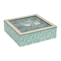 Cotè Table - Tea Bag Box 9C Organic Green 24X24Xh7 cm Mdf+Glass