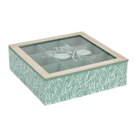 Cotè Table - Tea Bag Box 9C Organic Green 24X24Xh7 cm Mdf+Glass