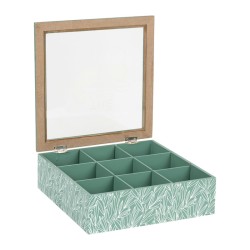 Cotè Table - Tea Bag Box 9C Organic Green 24X24Xh7 cm Mdf+Glass