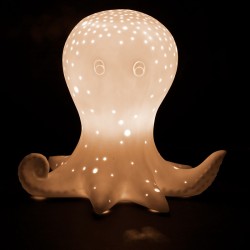 Cotè Table - Lampada Led Poulpe White 11X10Xh10.5 cm Porcelain, alim. batteria