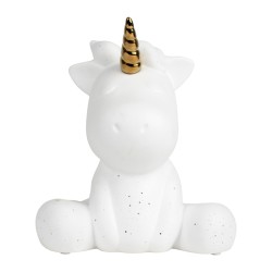 Cotè Table - Lampada Led Licorne White+Gold 20.5X15H23.5 Porcelain ali. batteria